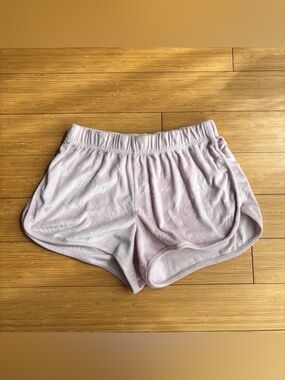 Juicy Couture baby pink logo velour shorts